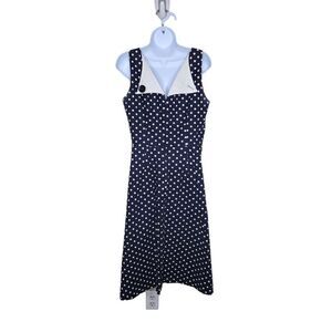 Vintage 90s A Line Dress Womens Size 8 Black White Polka Dot Sleeveless